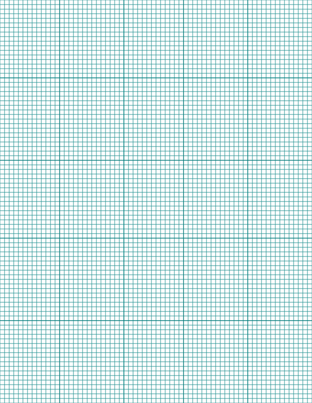 1/8-inch Grid Paper - Teal with 5x5 Grid
