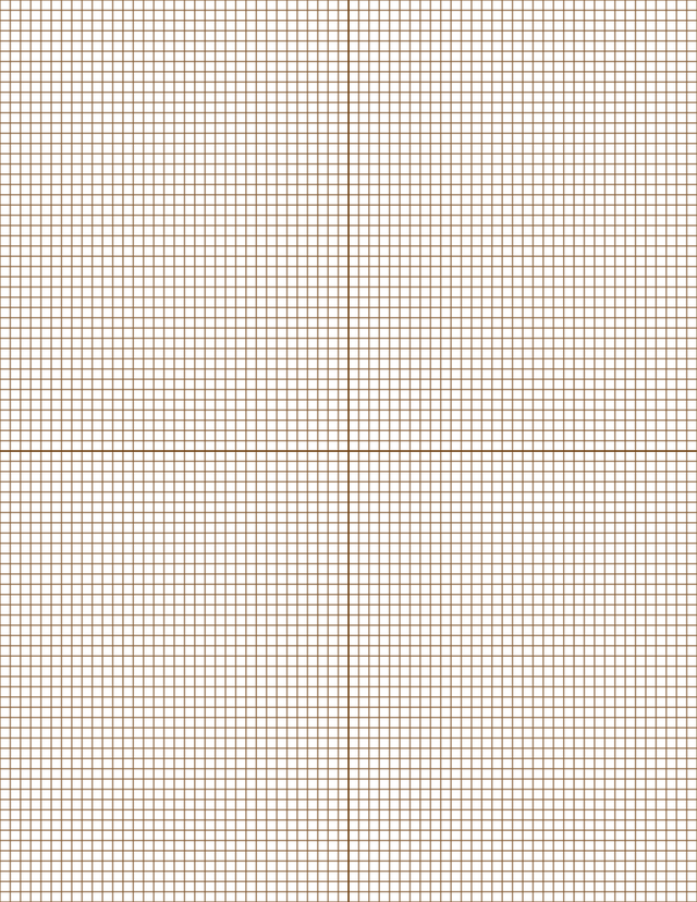 1/8-inch Grid Paper - Sepia with 2x2 Quadrants