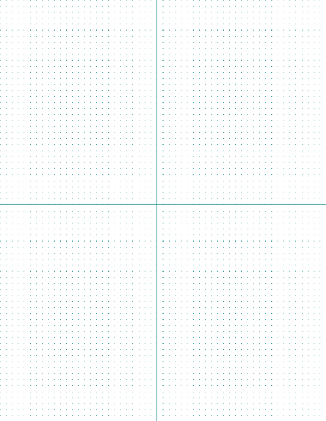 4mm Dot Graph Paper - Teal (1pt dots) with 2x2 Quadrants