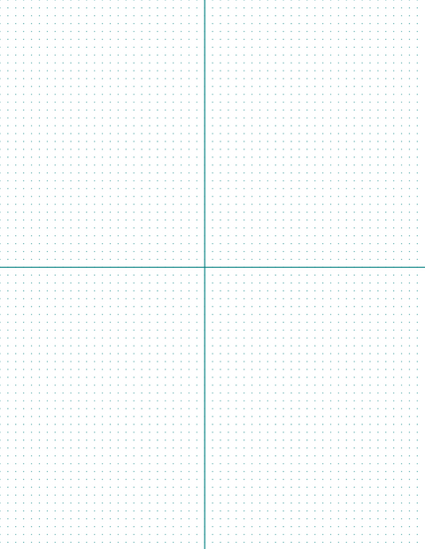 4mm Dot Graph Paper - Teal (1pt dots) with 2x2 Quadrants