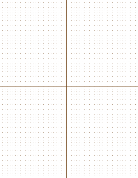 4mm Dot Graph Paper - Sepia (1pt dots) with 2x2 Quadrants