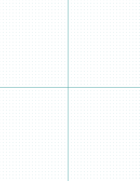 5mm Dot Graph Paper - Teal (1pt dots) with 2x2 Quadrants