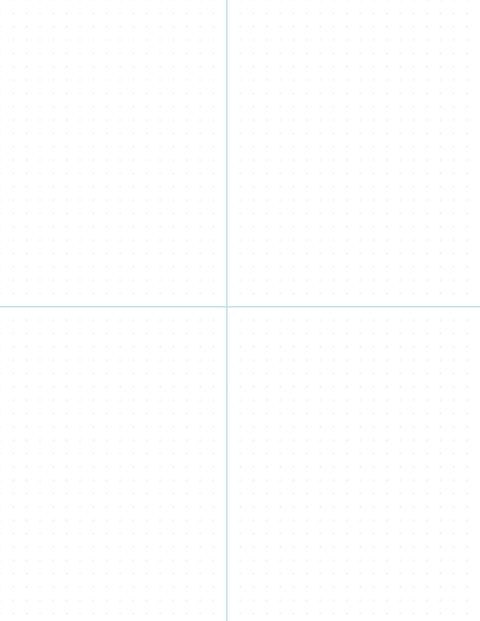6mm Dot Graph Paper - Blue (1pt dots) with 2x2 Quadrants