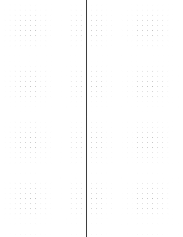 6mm Dot Graph Paper - Black (0.5pt dots) with 2x2 Quadrants