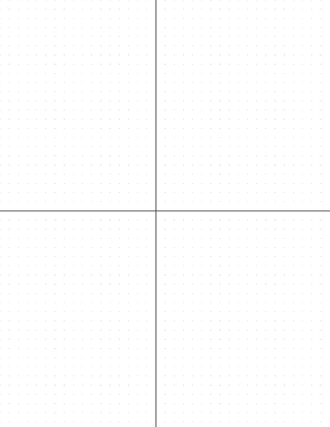 6mm Dot Graph Paper - Black (0.5pt dots) with 2x2 Quadrants