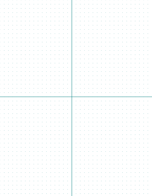6mm Dot Graph Paper - Teal (1pt dots) with 2x2 Quadrants