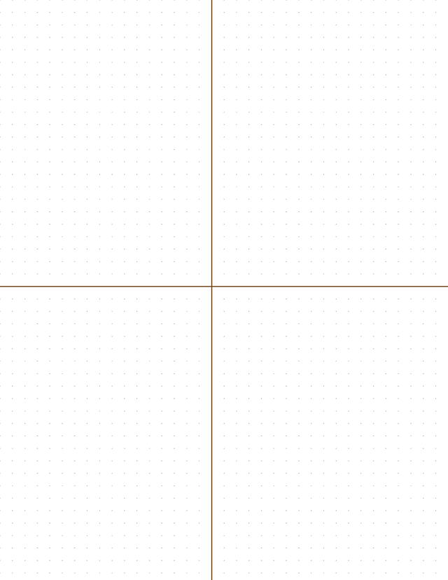 6mm Dot Graph Paper - Sepia (0.5pt dots) with 2x2 Quadrants
