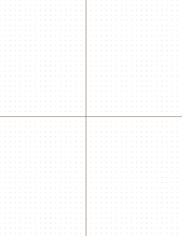 6mm Dot Graph Paper - Sepia (1pt dots) with 2x2 Quadrants