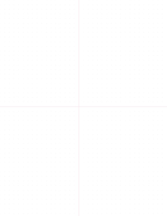 6mm Dot Graph Paper - Pink (1pt dots) with 2x2 Quadrants