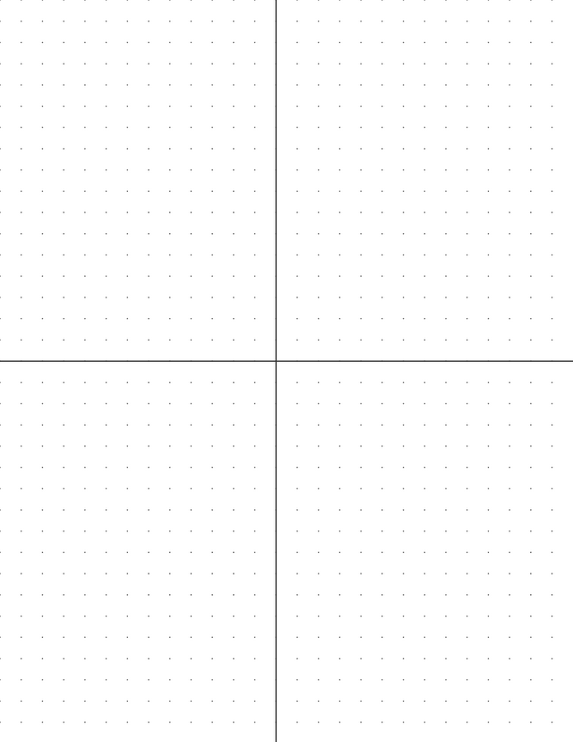 8mm Dot Graph Paper - Black (1pt dots) with 2x2 Quadrants