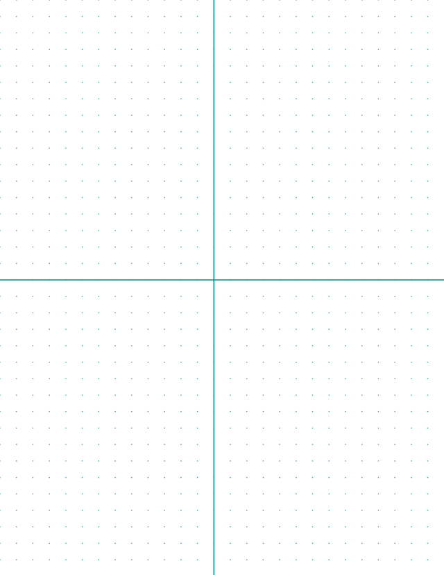8mm Dot Graph Paper - Teal (1pt dots) with 2x2 Quadrants