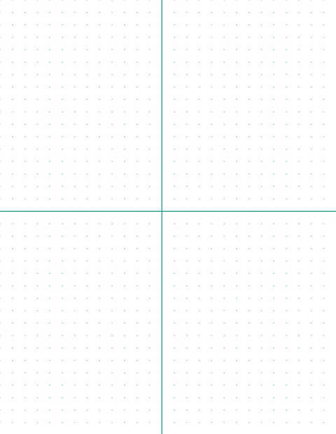 8mm Dot Graph Paper - Teal (1pt dots) with 2x2 Quadrants