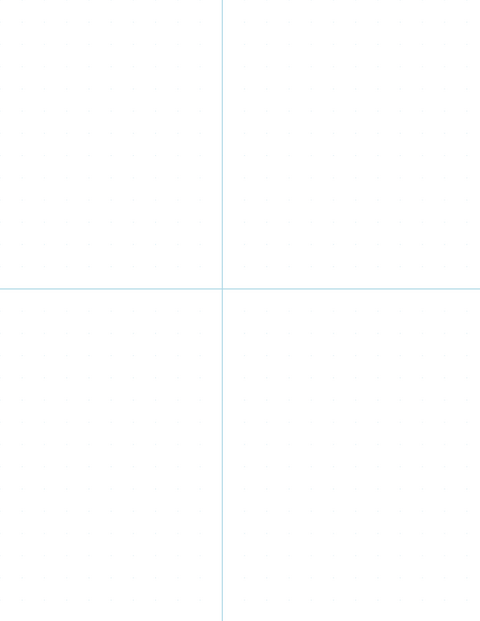 10mm Dot Graph Paper - Blue (0.5pt dots) with 2x2 Quadrants