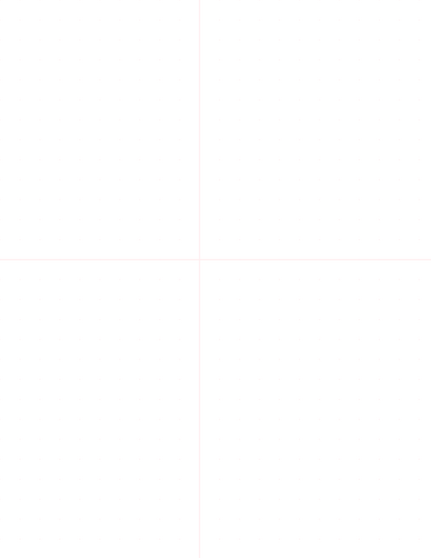10mm Dot Graph Paper - Red (1pt dots) with 2x2 Quadrants