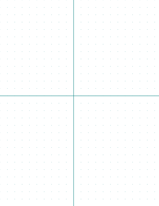 10mm Dot Graph Paper - Teal (1pt dots) with 2x2 Quadrants