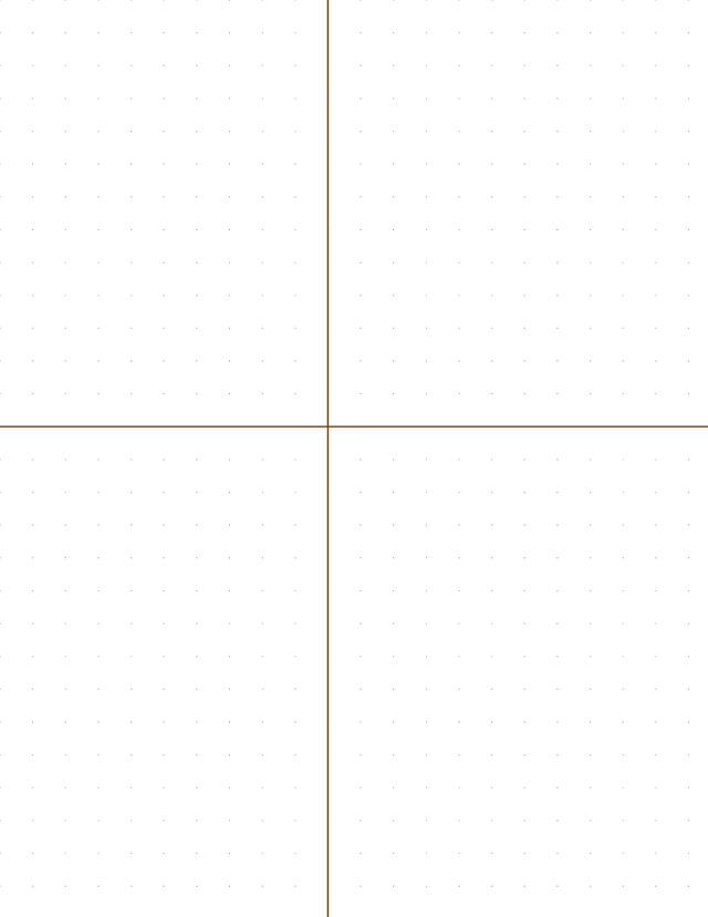 10mm Dot Graph Paper - Sepia (0.5pt dots) with 2x2 Quadrants