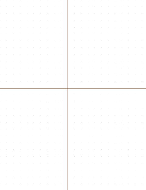 10mm Dot Graph Paper - Sepia (0.5pt dots) with 2x2 Quadrants