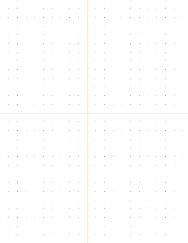 10mm Dot Graph Paper - Sepia (1pt dots) with 2x2 Quadrants