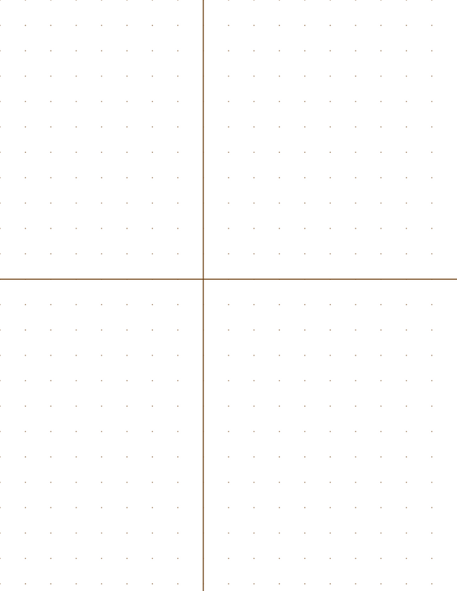 12mm Dot Graph Paper - Sepia (1pt dots) with 2x2 Quadrants