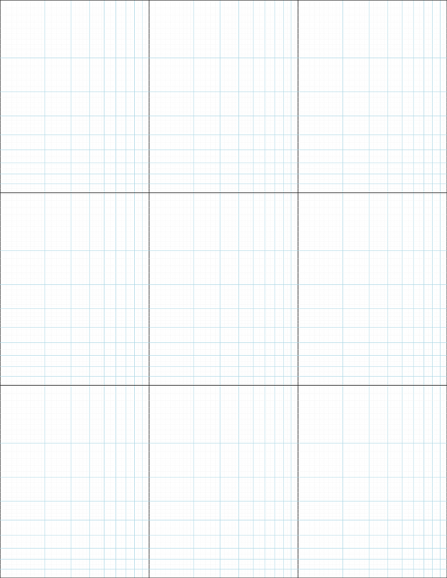 Logarithmic Graph Paper (3x3 cycles) - Blue
