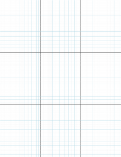 Logarithmic Graph Paper (3x3 cycles) - Blue