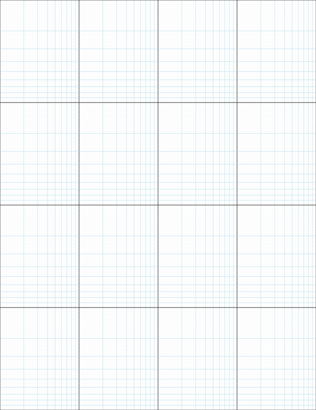 Logarithmic Graph Paper (4x4 cycles) - Blue