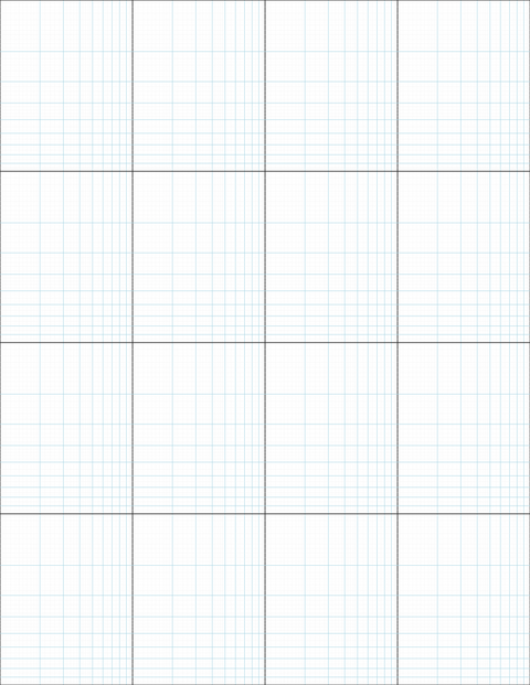 Logarithmic Graph Paper (4x4 cycles) - Blue