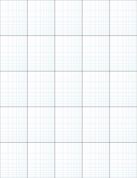 Logarithmic Graph Paper (5x5 cycles) - Blue