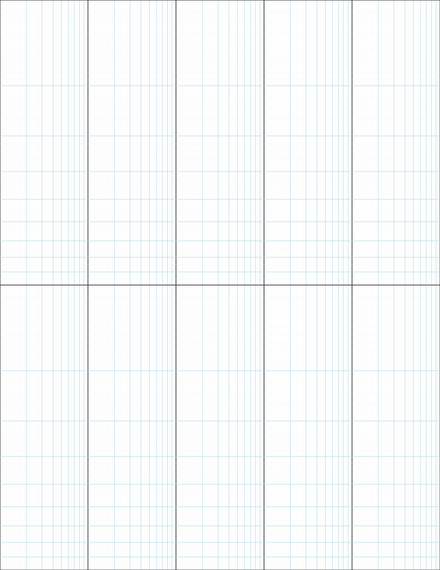 Logarithmic Graph Paper (5x2 cycles) - Blue