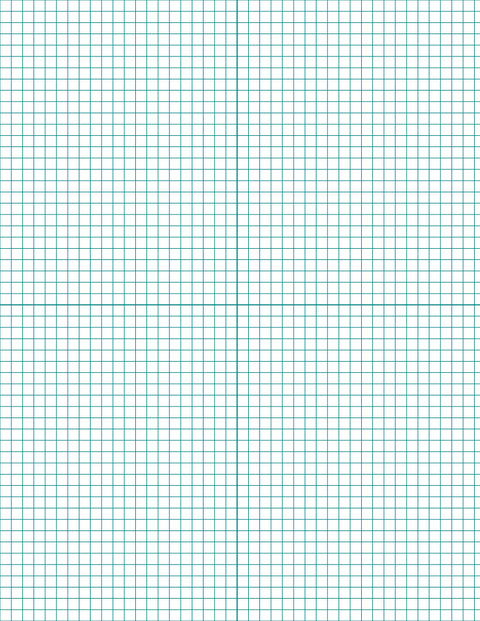 1/5-inch Grid Paper - Teal with 2x2 Quadrants
